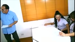 Thai student ladyboy fucks her female classmates pussy