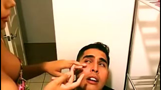 She doing her brothers makeup