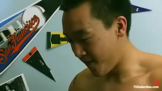 A Dorm Room Threesome with a Surprise 3rd Cock
