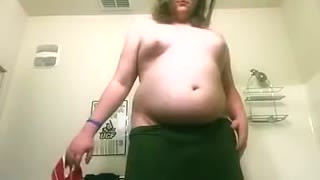 MTF Trans BBW stripteases and jiggles her fat