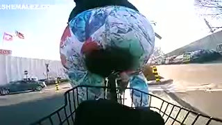 street city public cycling bubble butt yoga pants