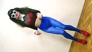 Asian Sissy Ponyboy In Sexy Blue Pantyhose Tights Dancing And Showing Her Girly Ass