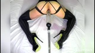 Cd Stacy Like To Ride Long Huge Glass Dildo At Sexy Corset