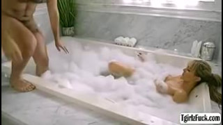 Busty And Blonde Transgender Tori Bareback Anal Fuck In The Jacuzzi